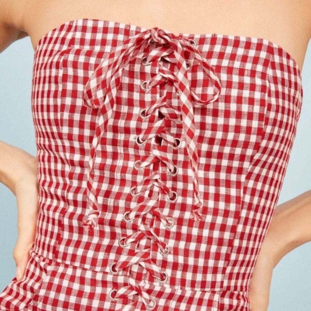 REFORMATION Sid May Check Red Dress